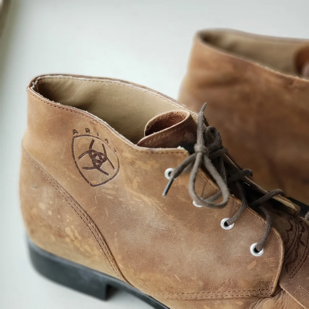 Womens Ariat Heritage Paddock Kittie Fringe Tan Leather Ankle Boots Size 8M - Picture 2 of 10